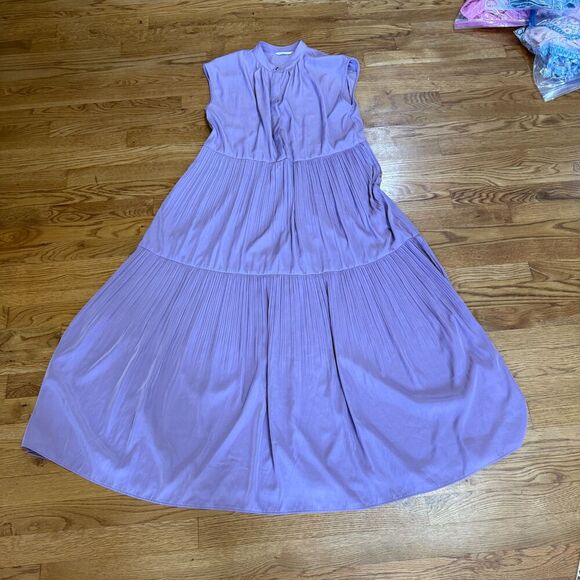 BEAMS HEART Sleeveless Tiered Dress Maxi Long Band Color Purple S/M - Picture 2 of 4